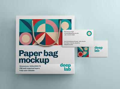 Paper Bag and Business Card Branding Mockup Set advertising bag branding business card corporate design download handle identity mock up mockup package paper shop stationery store template ui ux