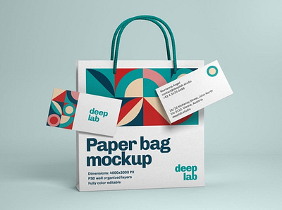 Paper Bag and Business Card Branding Mockup Set advertising bag branding business card corporate download empty handle identity mock up mockup package paper shop stationery store template ui ux