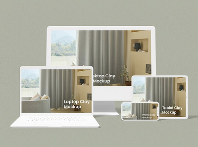 Multi Device Clay Mockup abstract clean device display download laptop mac macbook mockup multi device multi devices phone phone mockup presentation realistic simple smartphone theme ui ux