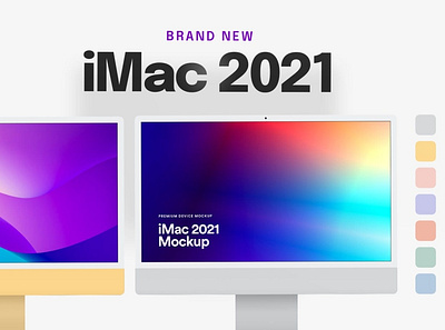 iMac 2021 Mockup apple computer device imac imac 2021 ipad iphone macbook mockup presentation pro psd responsive screen ui ux web web design web development website