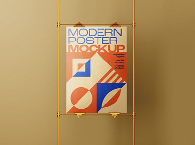 Modern Poster Mockup Set advertisement background banner board commercial gold golden metal mockup paper picture poster poster design poster template print print template printing psd realistic template
