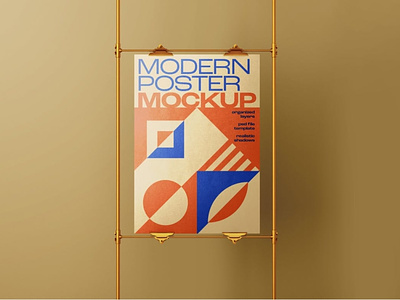 Modern Poster Mockup Set advertisement background banner board commercial gold golden metal mockup paper picture poster poster design poster template print print template printing psd realistic template