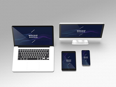 Multi Devices Responsive Website Mock-Ups 3d animation branding design desktop device display graphic design logo mockup perpective perspective phone realistic render showcase tablet ui ux website