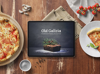 Tablet Screen Kitchen Mockup abstract clean design device display food kitchen laptop mac macbook meal mockup pizza realistic screen simple tablet tablet mockup ui ux
