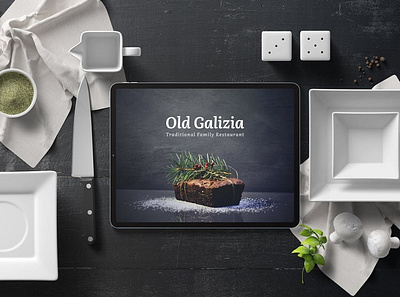 Tablet Screen Kitchen Mockup abstract clean device display food graphic design kitchen laptop mac macbook meal mockup pizza realistic screen simple tablet tablet mockup ui ux