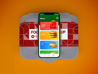 Food App Phone Mockup app apple application bag business delivery device display food graphic design ios ipad iphone meal mobile phone realistic service ui ux