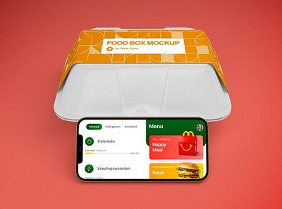 Food App Phone Mockup app apple application bag business delivery device display food ios ipad iphone meal mobile mockup phone realistic service ui ux
