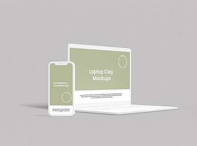 Laptop and Smartphone Clay Mokcup abstract clay clean device display laptop mac macbook mockup phone phone mockup presentation realistic simple smartphone theme ui web webpage website