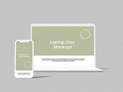 Laptop and Smartphone Clay Mokcup abstract clean design device display laptop mac macbook mockup phone phone mockup presentation realistic simple smartphone theme ui ux web webpage