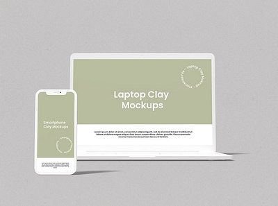 Laptop and Smartphone Clay Mokcup abstract clean design device display laptop mac macbook mockup phone phone mockup presentation realistic simple smartphone theme ui ux web webpage
