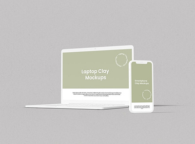 Laptop and Smartphone Clay Mokcup abstract clean design device display laptop mac macbook mockup phone phone mockup presentation realistic simple smartphone ui ux web webpage website