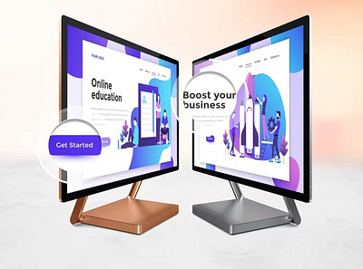 Display Screens Mockups abstract application clean computer design device display display screen display screens laptop mockup presentation realistic simple theme ui ux web webpage website