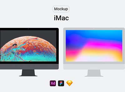 Free iMac Mockup abstract apple black clay clean device devices display imac imac design imac template isometric laptop mockup realistic simple ui ux web white