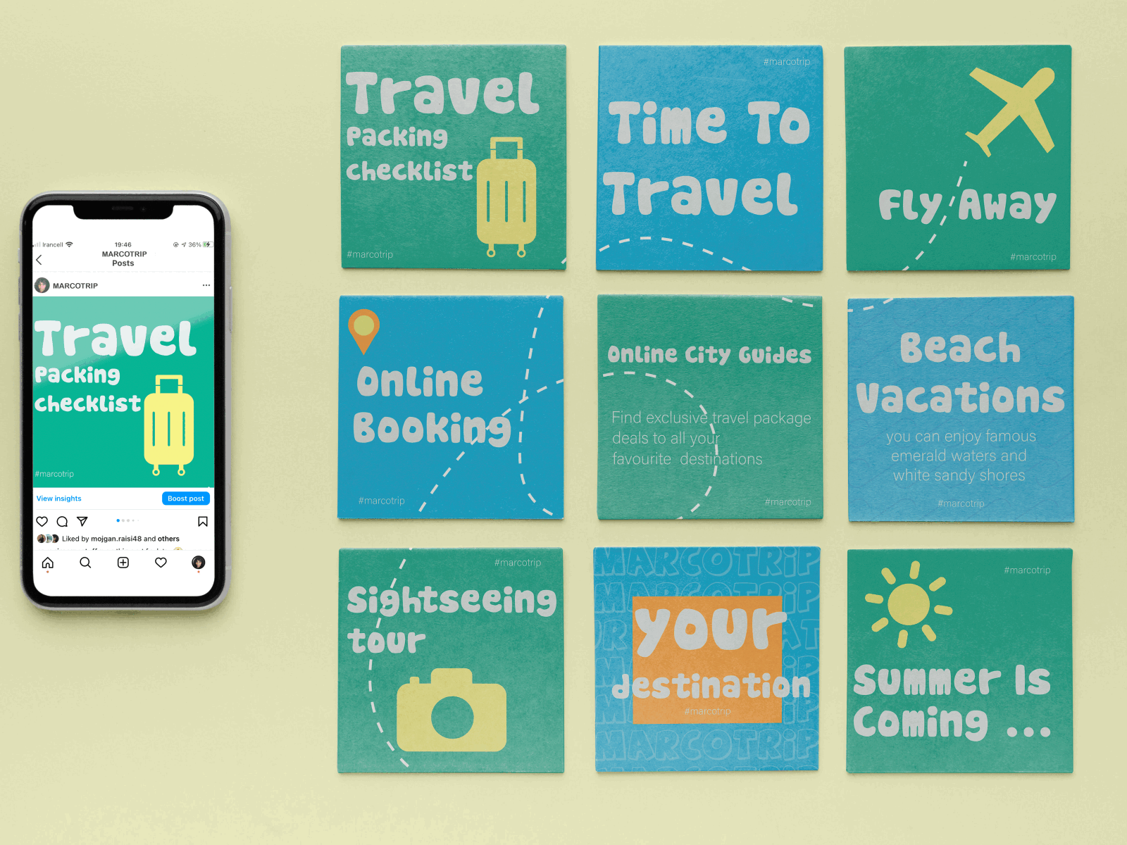 Minimalistic Instagram Post Design  "Marco Travel"