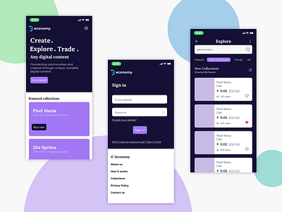3 Economy android app branding figma ios logo marketplace metaverse mobile design nft nfts sketch ui ux