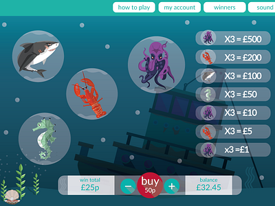 Bingo underwater theme app bingo game graphic design ui uk ux