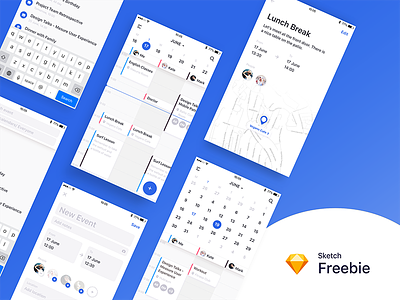 Calendar for Friends - Sketch Freebie 💎 app calendar download event form freebie ios kit miquido mobile search sketch