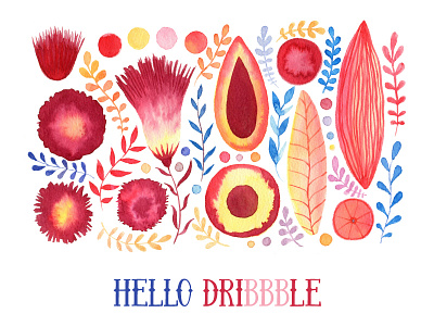 Thanks♥ art debut dribbble hello illustration invite painting watercolor