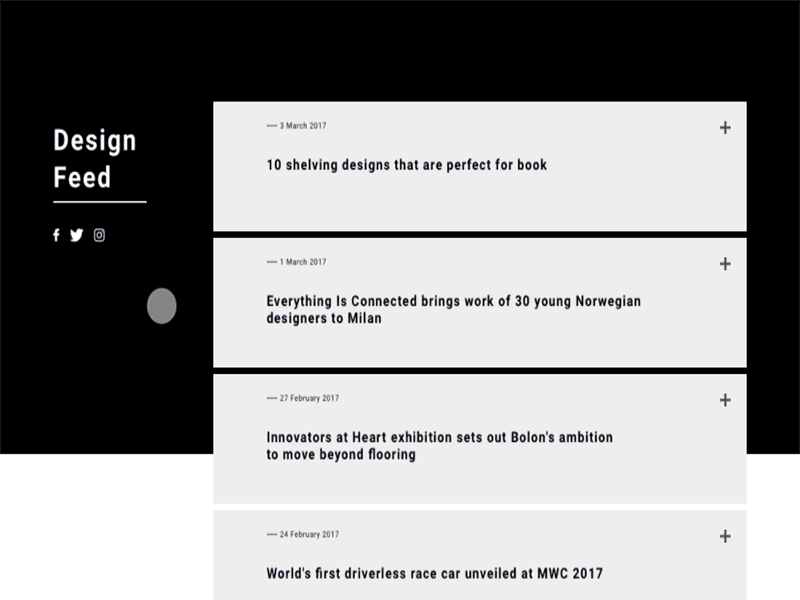 Design Feed animation blog feed news ui ux web