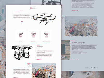 SAR Drone clean drone landing page minimal search and rescue site ui web design