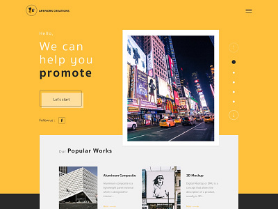 Promote Your Business advertise banner header promote responsive ui ux website yellow
