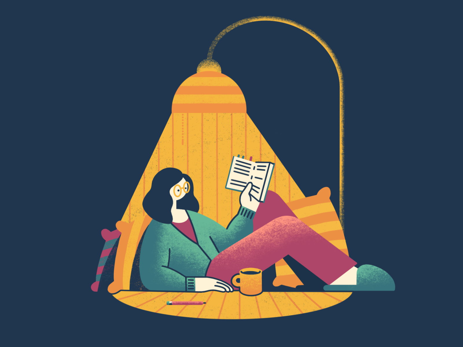 Cozy evening with a book illustration by Palilulla on Dribbble