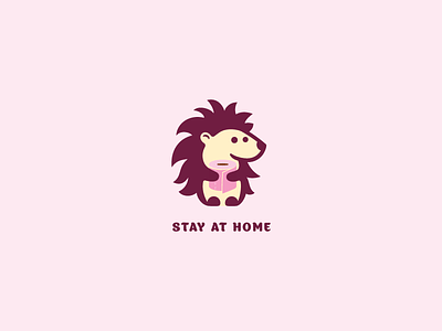 Stay at home brand coronavirus cute design funny hedgehog illustration logo quarantine toilet paper