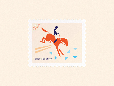 Cross-country brand branding cross cross country horse illustration logo mark postage stamp rider sport vector