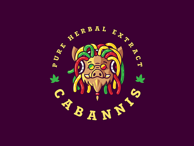 Cabannis boar brand cannabis character cute design funny illustration logo mascot music pig rastaman reggae
