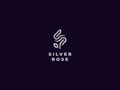 silver rose brand branding design illustration letter letter s logo minimalism plant rose simple vector