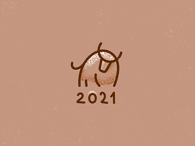 Happy 2021 brand branding bull design holliday illustration line logo simple vector winter