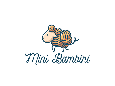 Mini Bambini brand branding cute design funny illustration knit knitted knitting knitwear logo sheep vector yarn