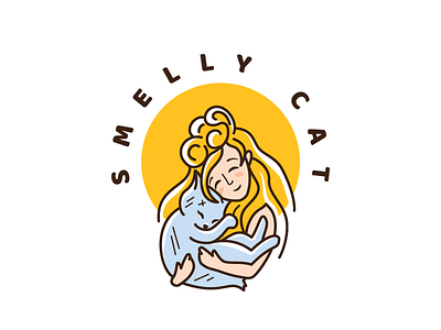 Smelly cat brand cat cute funny girl illustration kitty logo pet vector woman
