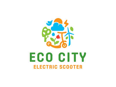 Eco city bird brand branding city cute design eco funny illustration leaf logo plant simple vector