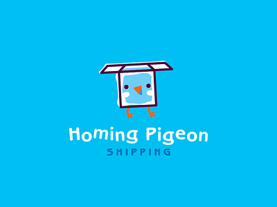 homing pigeon bird box brand cute funny illustration logo pigeon shipping simple vector