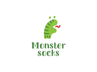 monster socks brand branding cute design dino dinosaur funny illustration logo monster simple socks vector