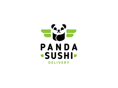 Panda sushi brand branding cute design funny illustration logo panda roll simple sushi vector
