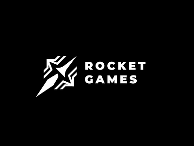 Rocket games brand branding cosmos design game geometric logo minimalism rocket simple space vector