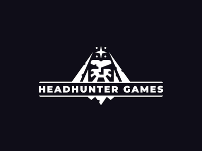 Headhunter games brand branding cave cosmos design game head logo rock rocket vector