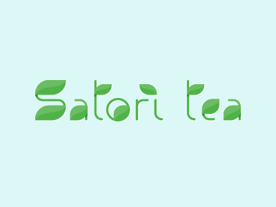 Satori tea clean eco green leaf lettering logo satori tea