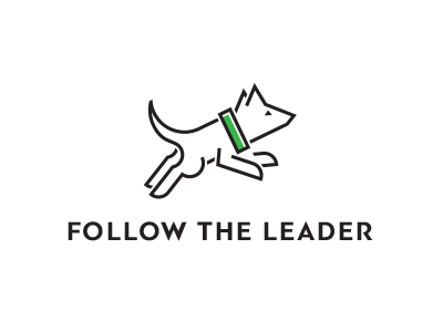 Follow The Leader dog jump line logo run