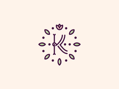 Knot Lotus flower k knot leaf letter lily logo lotus