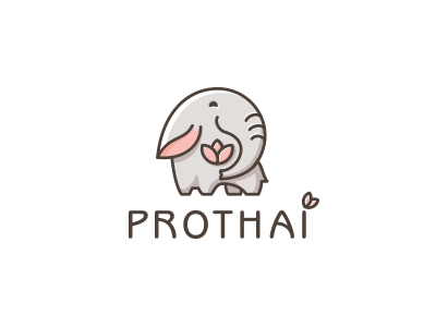 Prothai cute elefant logo lotus