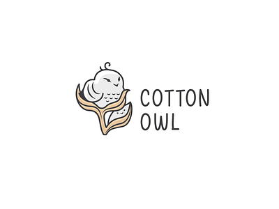 Cotton Owl bird brand cotton cute logo owl