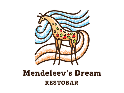 Mendeleev`s Dream brand cute fairy tale horse illustration logo