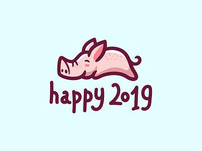 Piggy 2019 brand cute design funny happy new year lettering logo pig piggy