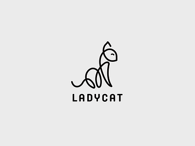 Ladycat brand cat cat lady cute line logo