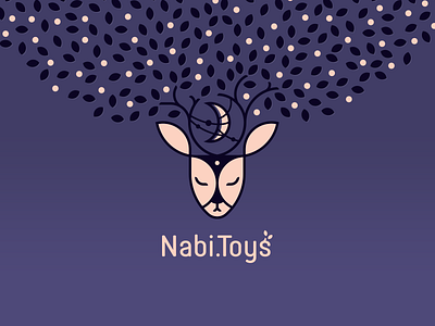 Nabi.Toys brand cute deer deer logo horns leaves logo moon mystic tree
