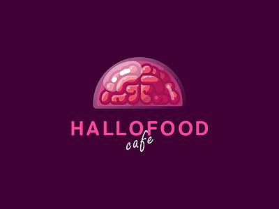 Hallofood brain brand cafe food funny halloween logo