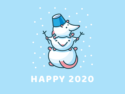 happy 2020 2020 cute design funny illustration logo rat snowman vector